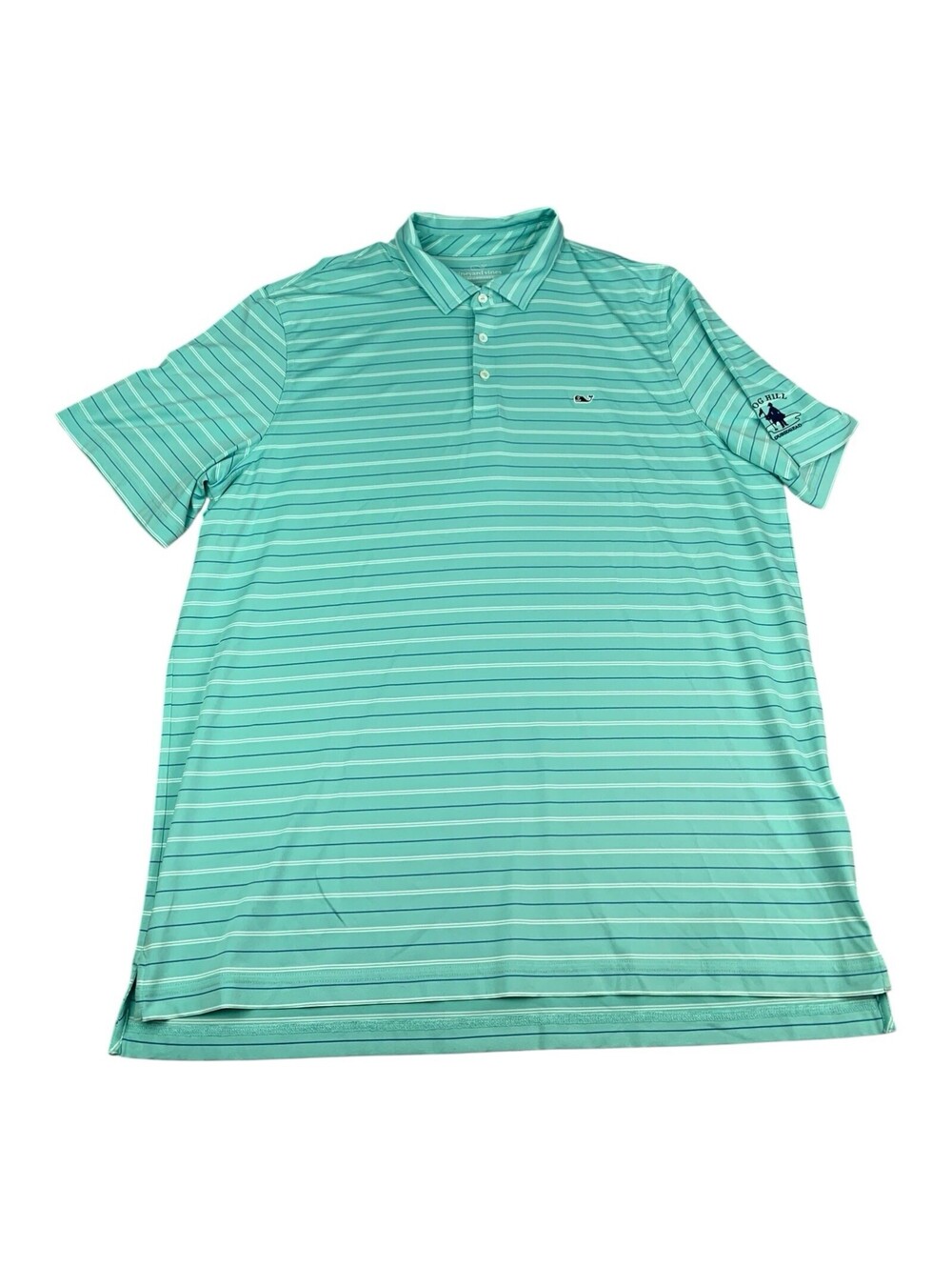 Vineyard Vines Performance Polo Shirt, Teal Striped, Cog Hill, Men’s Size XL